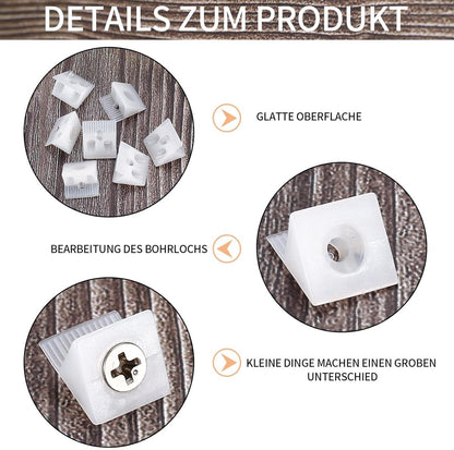 120 Pieces - Wedges - Screw Fastener - Cabinet Installation Kit - Drawer Back Supports - Drawer Repair Kit with Screws - Furniture Drawer Sagging Repair Mend Mending Wedges - Cabinet Shelf Support - Shelf Support - White