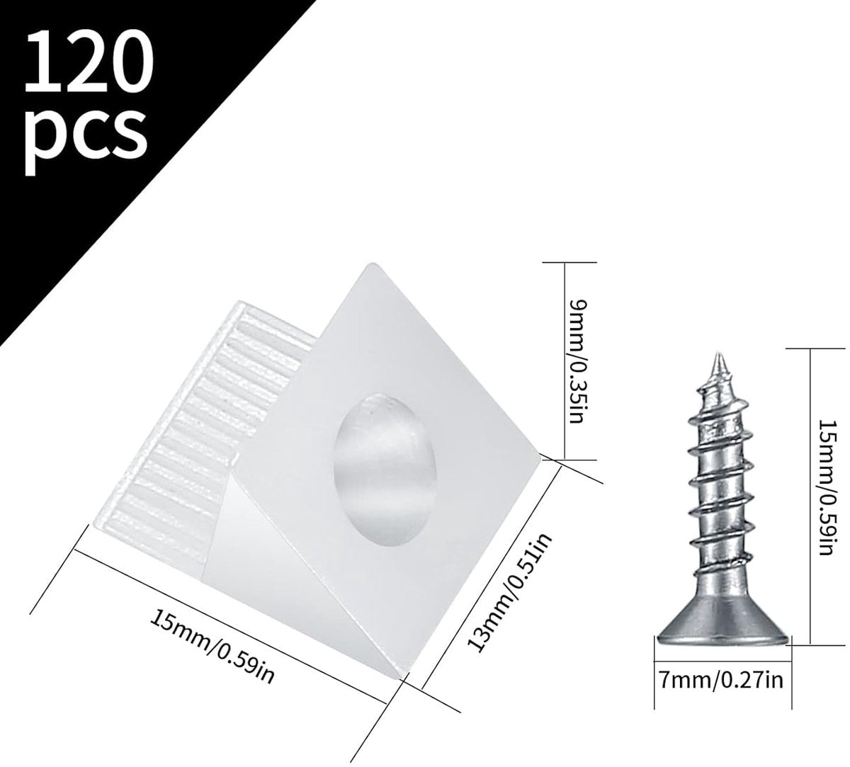 120 Pieces - Wedges - Screw Fastener - Cabinet Installation Kit - Drawer Back Supports - Drawer Repair Kit with Screws - Furniture Drawer Sagging Repair Mend Mending Wedges - Cabinet Shelf Support - Shelf Support - White
