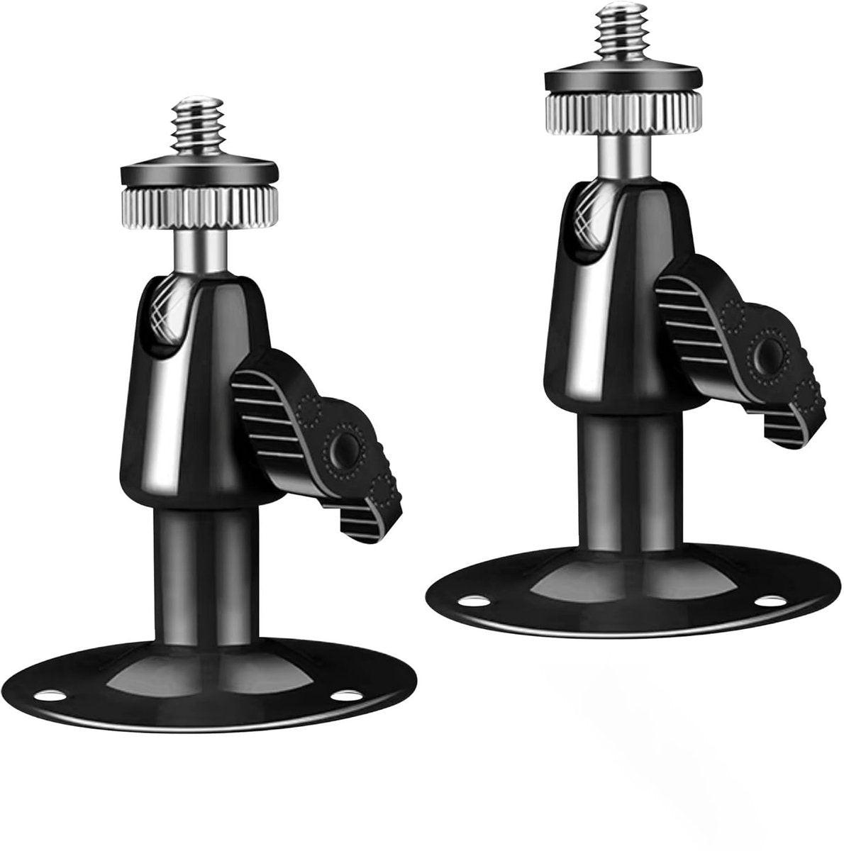 Metal Camera Bracket - 2 pieces - 360Â° adjustable - Wall mounting - For security cameras - Indoor and outdoor use - With installation accessories - Black.
