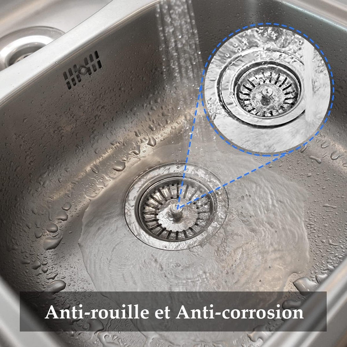 Sink Drain Plug - 2 pieces - Drain stopper - Strainer - 84mm - Stainless steel - Silver