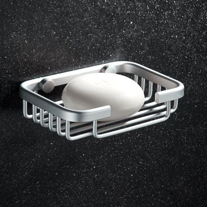 Soap Holder - Soap Dishes for Bathroom-Space Aluminum-Soap Basket Storage Racks-Soap Dish Holder Wall Mounted-Soap Holder-Soap Dish-Silver-Screw Drill Installation With Screws-For Storage Soap Sponge Brush - 8.5*13.5*3.5cm