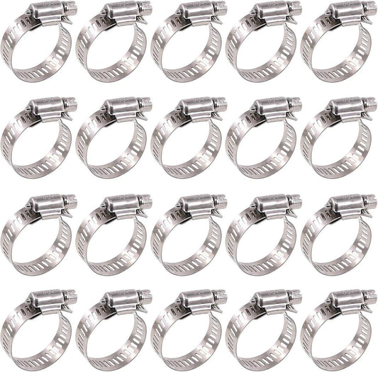 20 pieces - Hose clamp set - hose clamps - 10-16 mm - Clamp set for the garden hose, drain hose or shower hose - silver - stainless steel