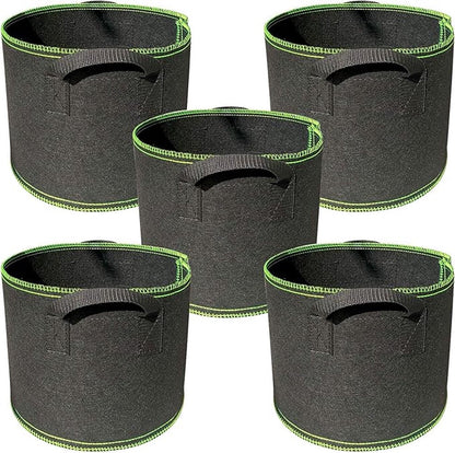 5 pieces - Plant growing bag - Grow bag - 5 Gallon - Grow pot - Plant bag - Sustainable - Reusable - Plant basket - Flowers - 25x30 CM - Black - non-woven fabric
