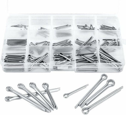 Split pins - 150 pieces - 15 different sizes - stainless steel - silver - for small mechanic repairs.