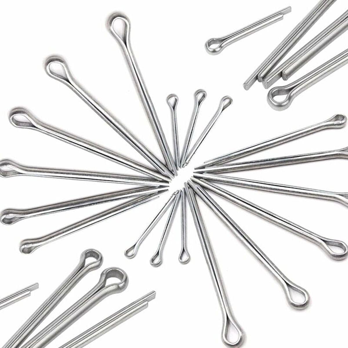 Split pins - 150 pieces - 15 different sizes - stainless steel - silver - for small mechanic repairs.