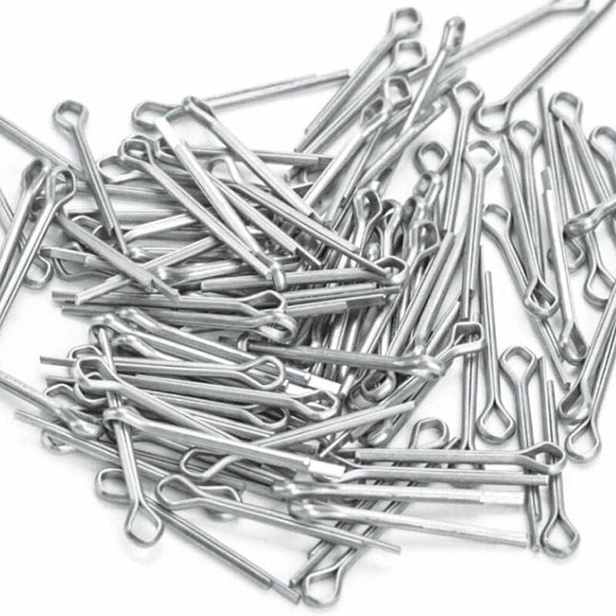 Split pins - 150 pieces - 15 different sizes - stainless steel - silver - for small mechanic repairs.