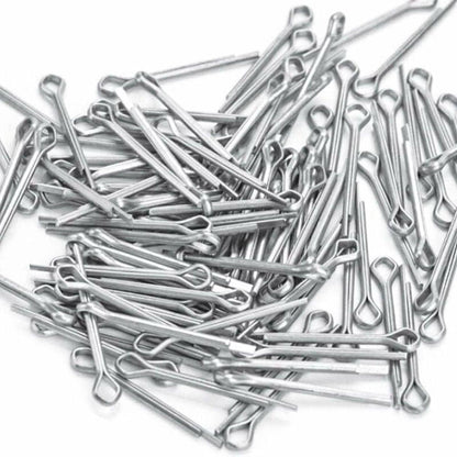 Split pins - 150 pieces - 15 different sizes - stainless steel - silver - for small mechanic repairs.