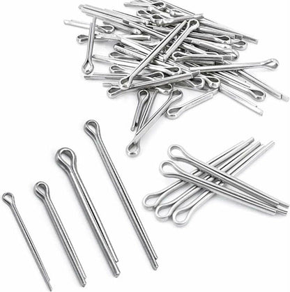 Split pins - 150 pieces - 15 different sizes - stainless steel - silver - for small mechanic repairs.