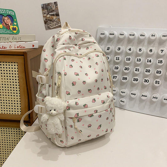 Backpack - School Bag - Backpack - Girl Backpack - School Backpack - School Bag - Tablet Backpack - 20 Liters - Strawberries.