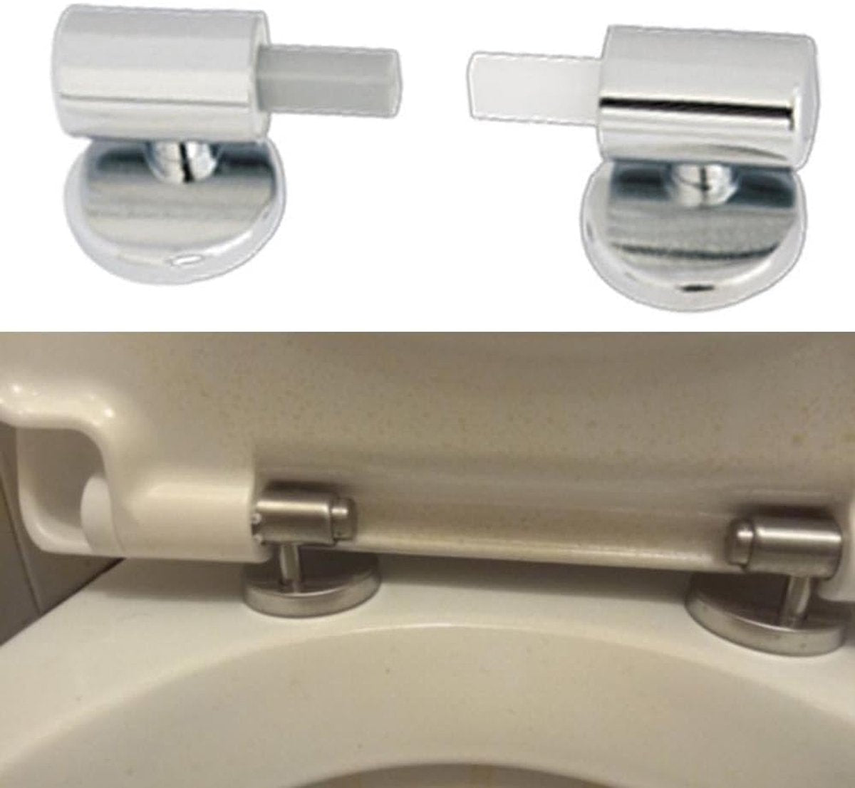 1 Set - Toilet Seat Hinge - Replacement Hinges - Slow-Release Hinge - Toilet Seat Hinges - Toilet Seat Fixing Kit - Zinc Alloy - Silver - For Bathroom Toilet Lid, Appliance Lid