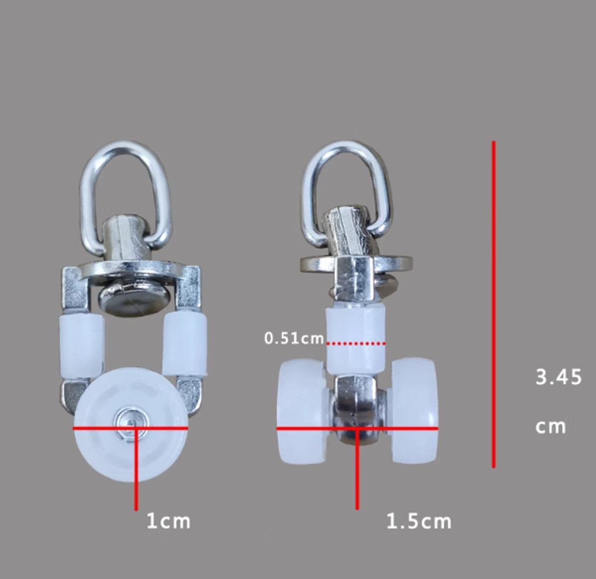 20 Pieces - Curtain Runners - Curtain Runners - Curtain Rollers - Curtain Rail Rollers - Gliders - Curtains - Curtain Gliders - White - Alloy - 3.45*1.5cm