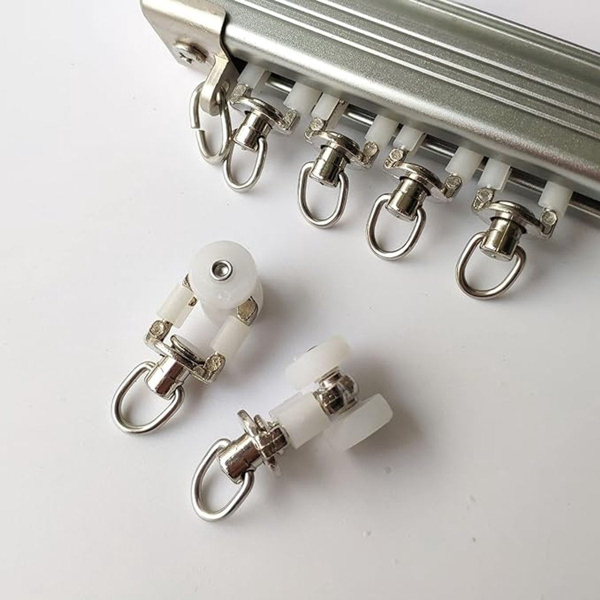 20 Pieces - Curtain Runners - Curtain Runners - Curtain Rollers - Curtain Rail Rollers - Gliders - Curtains - Curtain Gliders - White - Alloy - 3.45*1.5cm