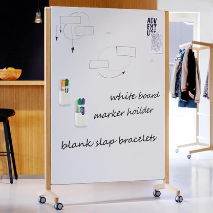 2 Pcs Magnetic Pen Holders, Magnetic Dry Erase Marker Holders, Magnetic Pencil Holders for Fridge, Whiteboard Marker Holder for School, Office, Home, Magnetic Marker Organizer, White - 5.6*12cm