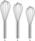 3 pieces - egg beater - Hand mixer - Manual egg beater - 8 inch + 10 inch + 12 inch - Cream mixer - for baking in the kitchen - silver - stainless steel