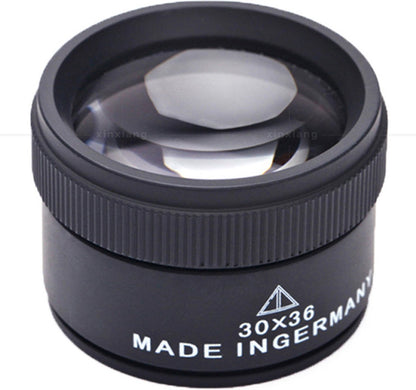 Jeweler's Magnifier - Pocket Magnifier - Mini Magnifying Glass - Pocket Magnifier - 30x36 - Magnification 30 - Lens 36mm diameter - Black - Zinc Alloy