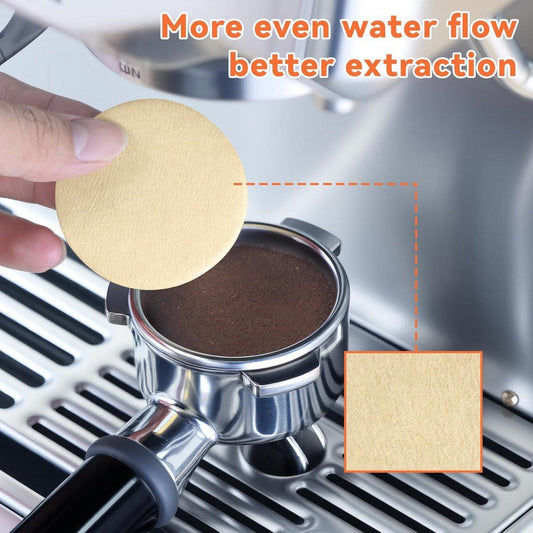 Coffee Filter Paper - 400 Pieces - Coffee Filters - Paper - Wood Fiber - Filters - Round - Replacement Micropaper Filters - Barista Tools - For Coffee and Espresso Machines - 58mm - Khaki.