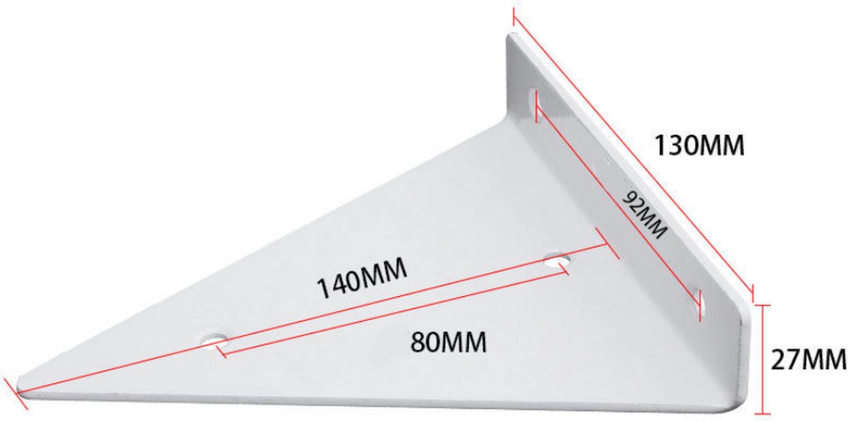 Wall shelf brackets - 4 pieces - shelf brackets - brackets - iron - white - 140 x 130 x 27 mm - multifunctional - wall mounted - heavy - invisible - for wall mounting hidden wooden shelf