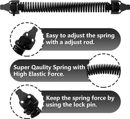 Door closers - Door spring - Gate spring - Gate spring - 36cm - Outdoor door closer - Gate latches - Garden gate spring - Black - Carbon steel - For wooden fences door