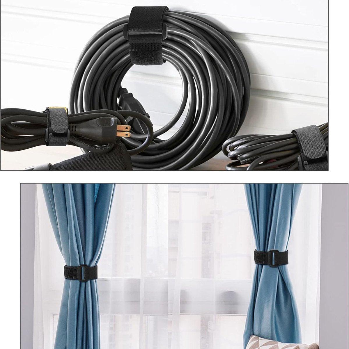 Cable organizer - 40 pieces - 200 x 2 mm - Black - Nylon - Velcro - Cable ties - Tie-wraps - Cable management - Cable ties Velcro - Cable holder - With plastic buckle - Adjustable.