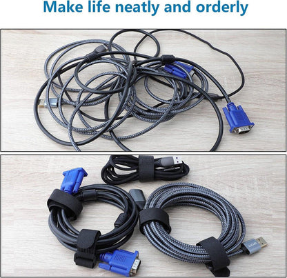 Cable organizer - 40 pieces - 200 x 2 mm - Black - Nylon - Velcro - Cable ties - Tie-wraps - Cable management - Cable ties Velcro - Cable holder - With plastic buckle - Adjustable.