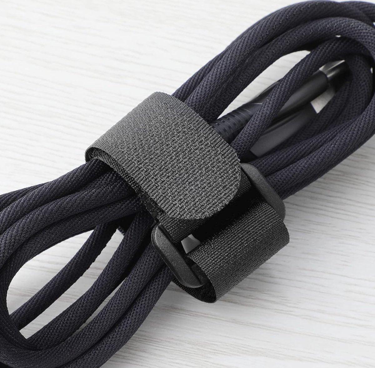 Cable organizer - 40 pieces - 200 x 2 mm - Black - Nylon - Velcro - Cable ties - Tie-wraps - Cable management - Cable ties Velcro - Cable holder - With plastic buckle - Adjustable.