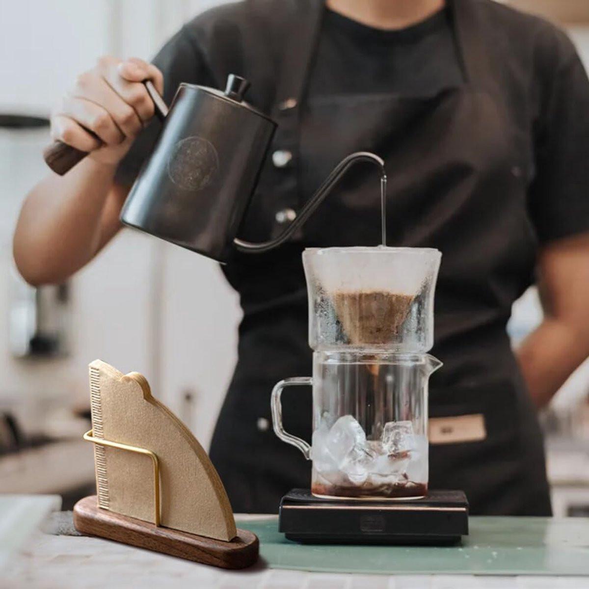 Coffee filter holder - Universal - Filter bag holder - Paper filter holder coffee filter holder - Filter coffee - Coffee accessories - Simple & Durable - 7 x 14 x 3.5 cm - Wood.