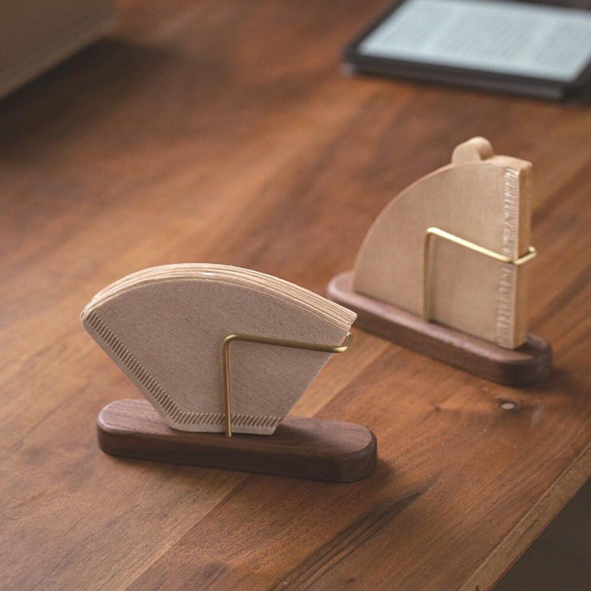 Coffee filter holder - Universal - Filter bag holder - Paper filter holder coffee filter holder - Filter coffee - Coffee accessories - Simple & Durable - 7 x 14 x 3.5 cm - Wood.