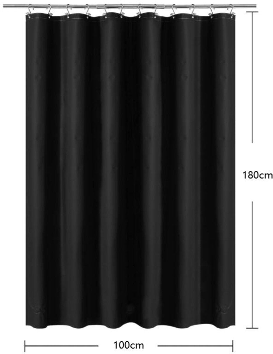 Shower Curtain Anti-Mold - Bath Curtain - PEVA - Including Rings - Waterproof - Rustproof - Suitable for Bathroom - 180X100cm - Black