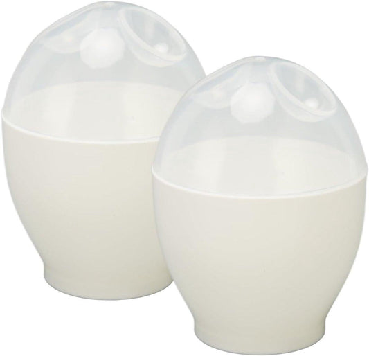 Egg Boiler - 2 Pieces - Microwave Egg Boiler - Egg Boiler - Portable Mini Fast Egg Boiling Cup - For Kitchen Breakfast - White.