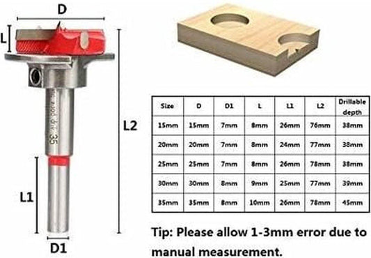 Drill guide - hinge gauge - Drill bit accessories - for 35mm hinge holes - 77*66mm - PP, TPR, carbon steel - blue - for carpentry, cabinet hinges and mounting plates.
