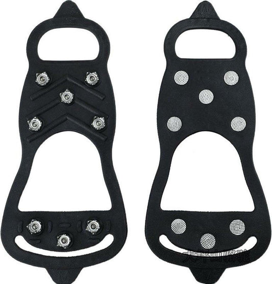 1 pair - Anti-slip spikes for under shoes - Size 41-46 - anti-slip gripper spikes claw - Snow shoes - black - Silicone.