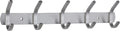 Wardrobe hooks - 5 hooks Stainless steel - Hook strip - Clothes hooks - For wall, wardrobe rail, wall wardrobe for bedroom, bathroom, kitchen - Silver - Coat hooks - 38 cm