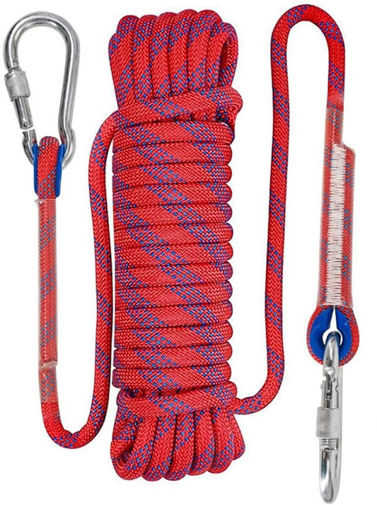 Rope - 10 Meters - 10mm Thickness - Includes Carabiner - Sturdy Climbing Rope for Magnet Fishing - Red - Escape Fire Rescue Rope - Climbing Rope.