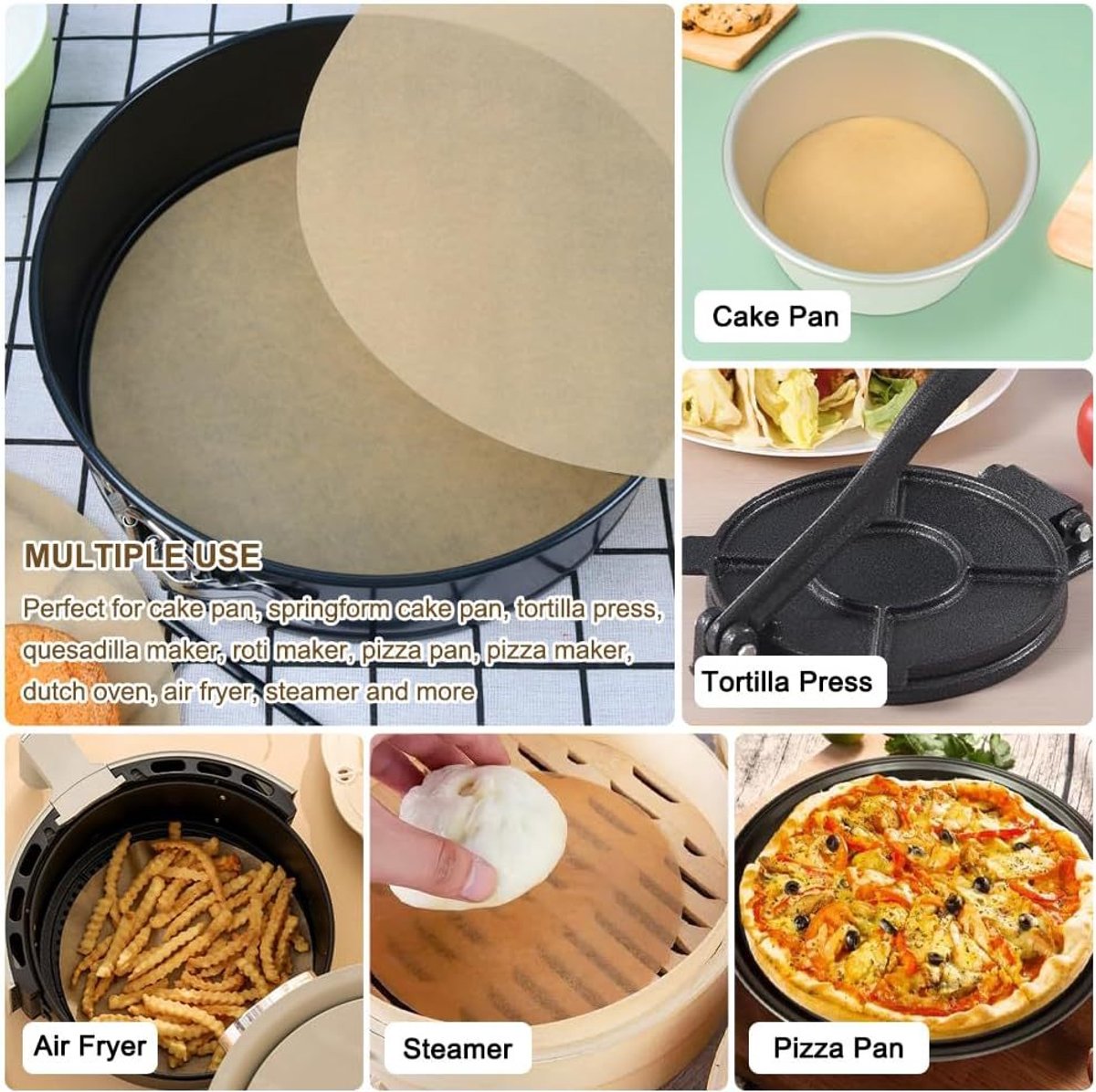 Baking paper - 100 pieces - 30 cm - Round - Parchment paper - for baking cookies, bread, meat, pizza, air fryer