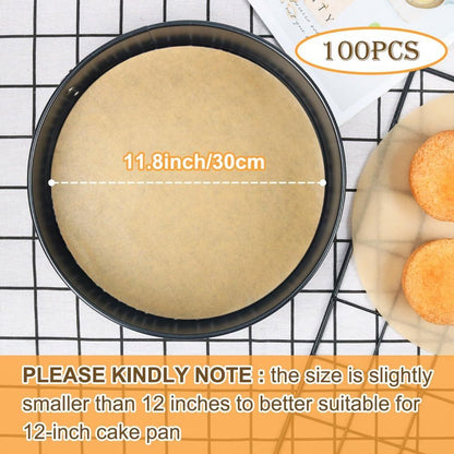Baking paper - 100 pieces - 30 cm - Round - Parchment paper - for baking cookies, bread, meat, pizza, air fryer