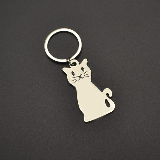Keychain - Cat Keychain - Cute Keychain - Perfect Gift for Lovers, Friends and Best Friend - Silver.