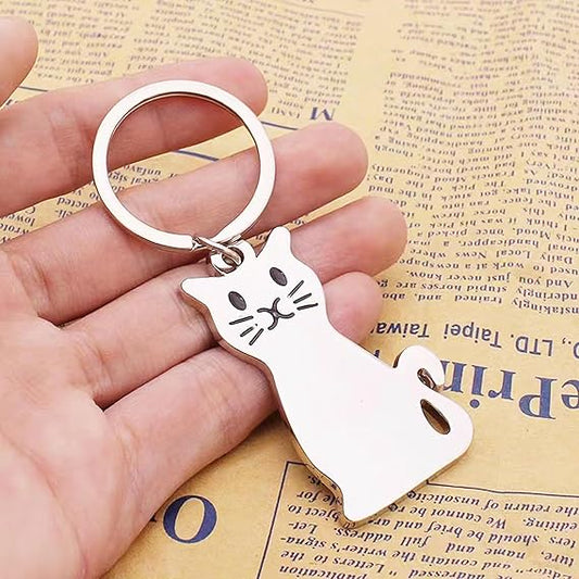 Keychain - Cat Keychain - Cute Keychain - Perfect Gift for Lovers, Friends and Best Friend - Silver.