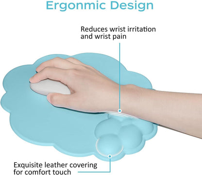 Mouse pad - Mouse pad with wrist rest - Ergonomic mouse pad - Mouse pad with leather surface, suitable for computers, laptops, office, home and travel, with non-slip bottom.