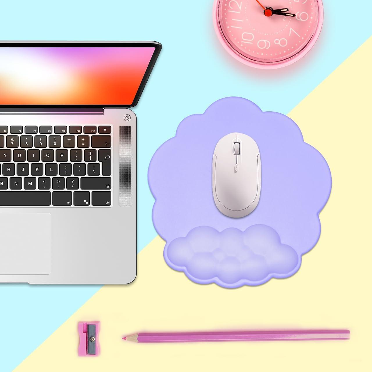 Mouse pad - Mouse pad with wrist rest - Ergonomic mouse pad - Mouse pad with leather surface, suitable for computers, laptops, office, home and travel, with non-slip bottom.