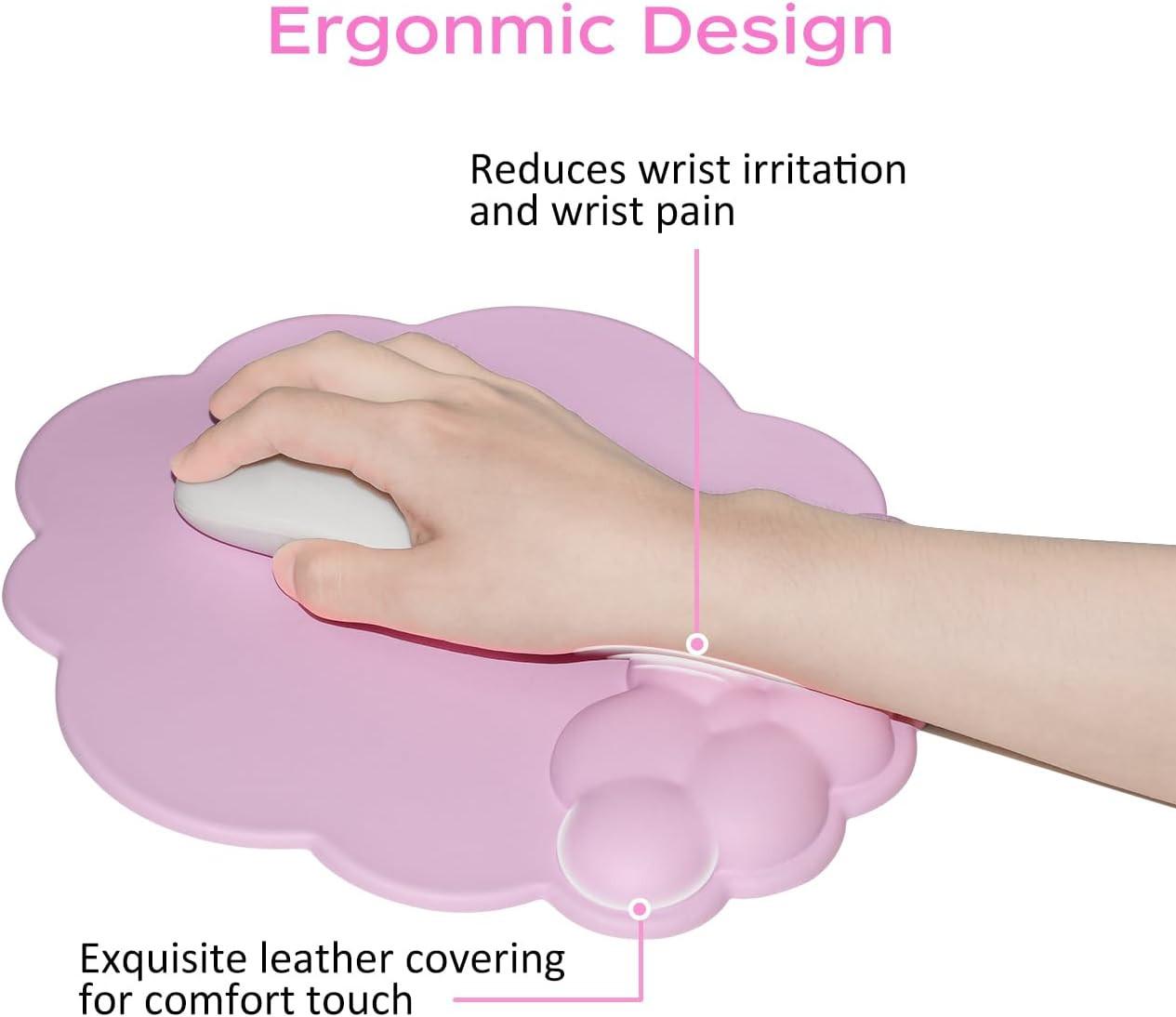 Mouse pad - Mouse pad with wrist rest - Ergonomic mouse pad - Mouse pad with leather surface, suitable for computers, laptops, office, home and travel, with non-slip bottom.