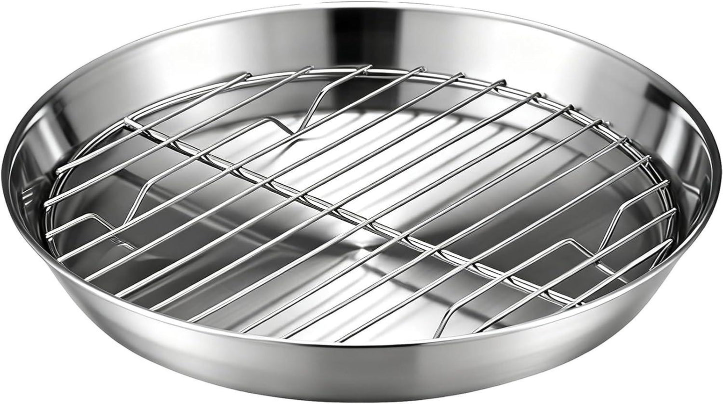 Baking tray for air fryer - Air fryer baking pan - Air fryer accessories - Baking tray with rack - Made of 304 stainless steel - 16 cm.