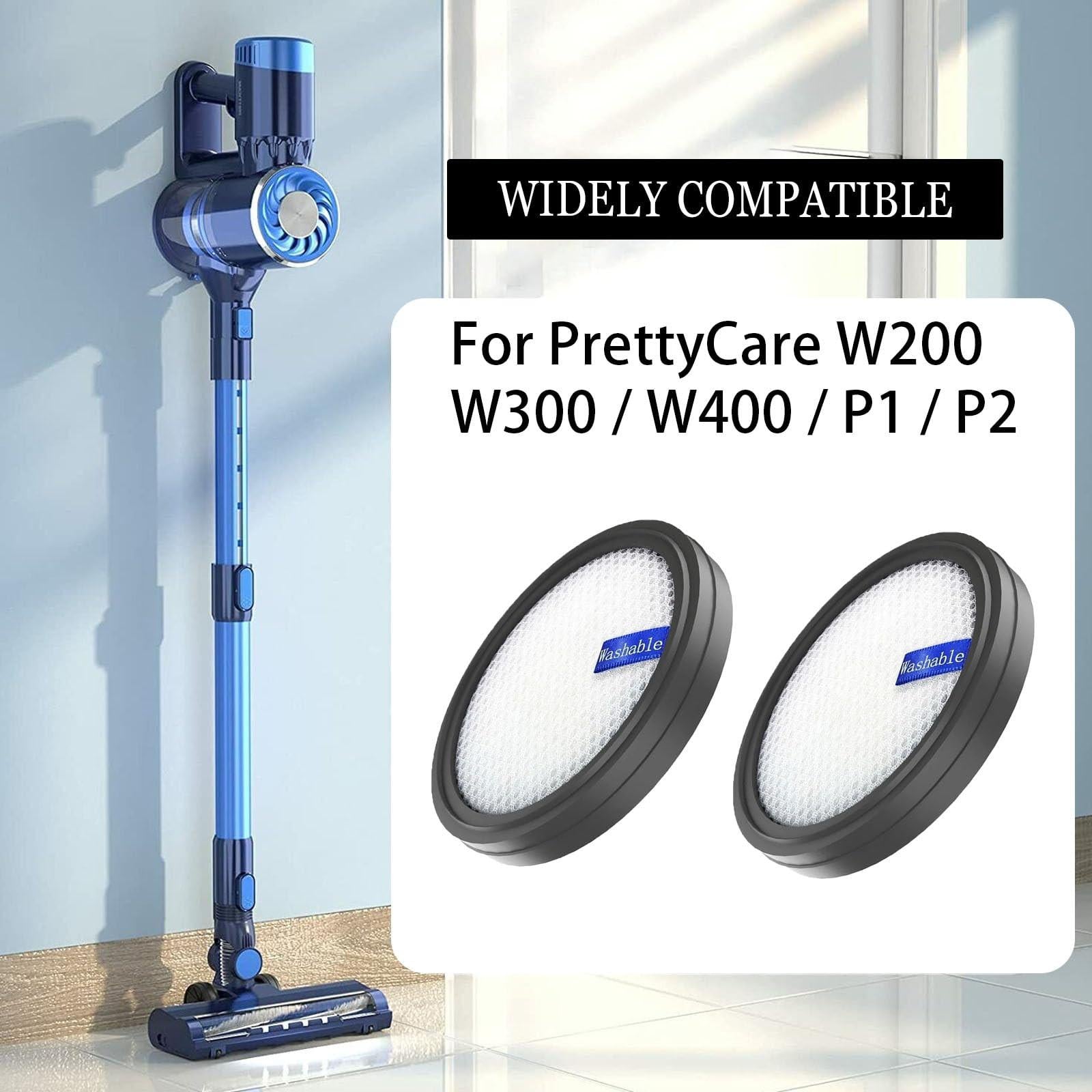 x Replacement Filter for PrettyCare W200/W300/W400/P1/P2 Vacuum Cleaner, Washable..