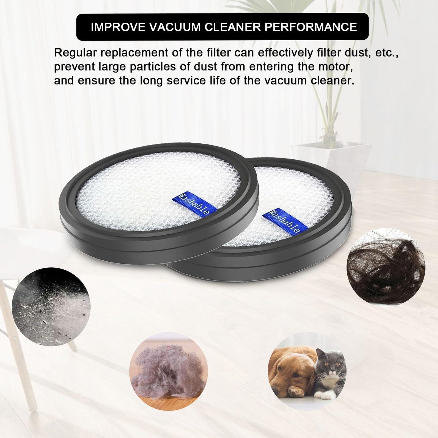 x Replacement Filter for PrettyCare W200/W300/W400/P1/P2 Vacuum Cleaner, Washable..