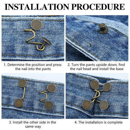 Jeans Waist Adjustment Set Removable No Stitch Buckle for Jeans Waist Tightening
