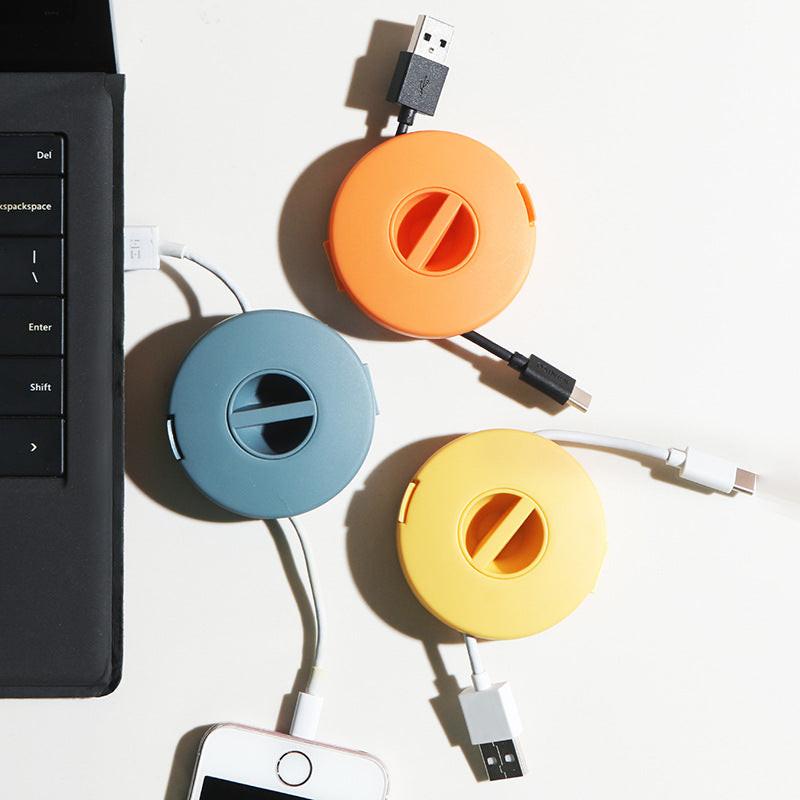 Set of 4 cable holders, empty, retractable, compact and versatile, for USB cables, charging cables and small accessories R.