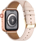 Compatible with Apple Watch Leather Replacement Band Genuine Leather Apple Watch Series 9 8 7 6 5 4 3 2 1 SE Ultra 38mm 40mm 41mm Rose Gold Pink