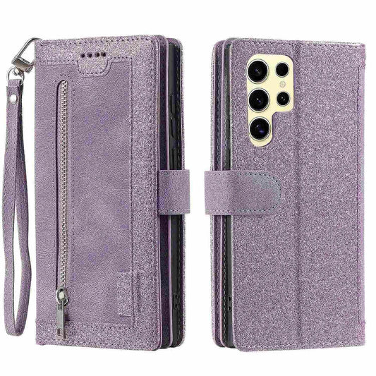 Compatible with Samsung Galaxy S25 Ultra Case PU Leather Wallet Cover with Zipper and 9 Card Slots.