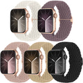 Woven Solo Loop Band Compatible with Apple Watch 38mm, 40mm, 41mm, 5-Pack Adjustable Nylon Elastic Sport Band for Men and Women