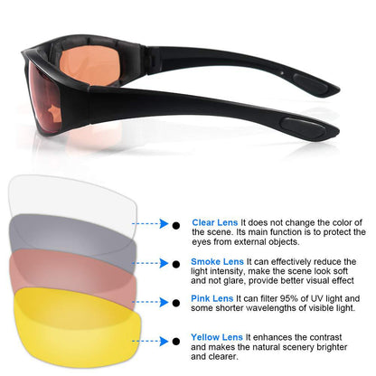Compatible with Oral-B Cycling Glasses Windproof Desert Dustproof Sports Built-in Foam Goggles 3 Pcs
