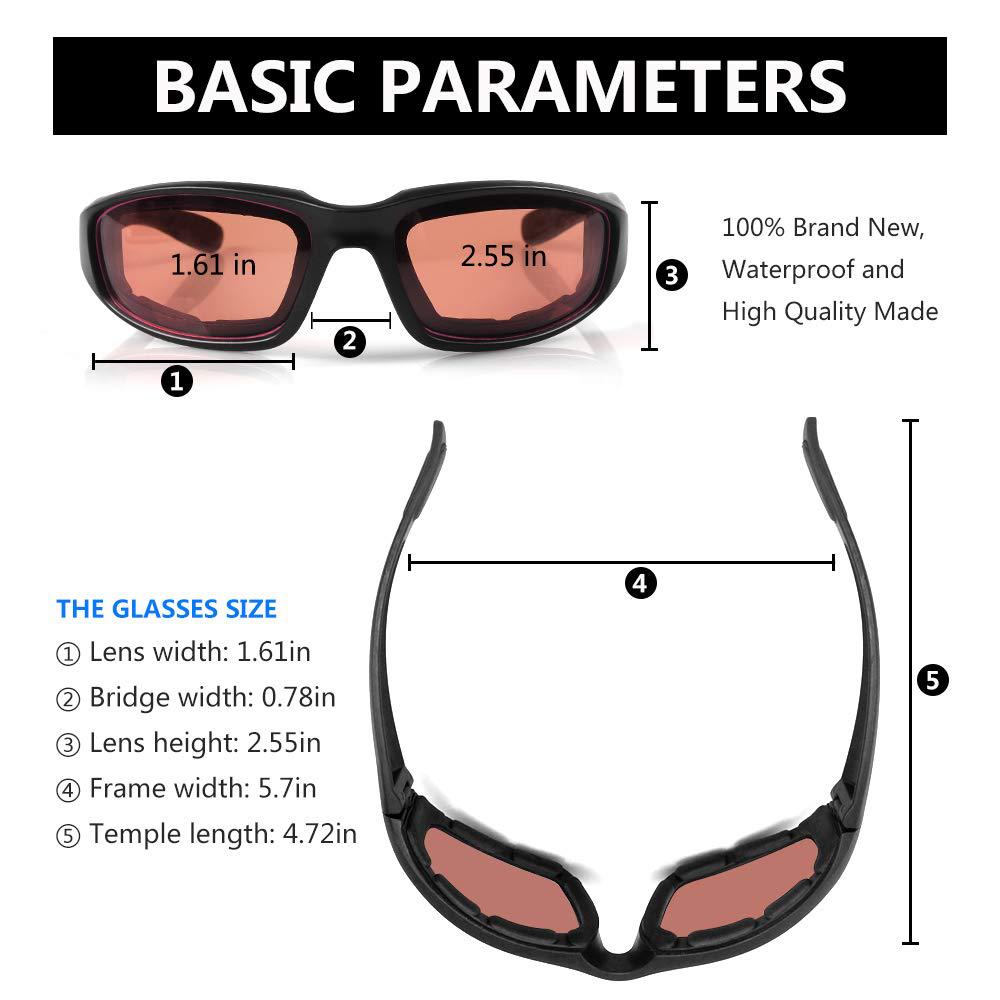 Compatible with Oral-B Cycling Glasses Windproof Desert Dustproof Sports Built-in Foam Goggles 3 Pcs